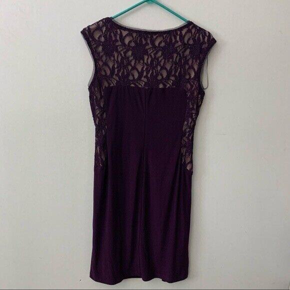 R&M Richards Purple Glitter Ruched Dress Mother Of The Bride Bridesmaid Wedding - Picture 4 of 5